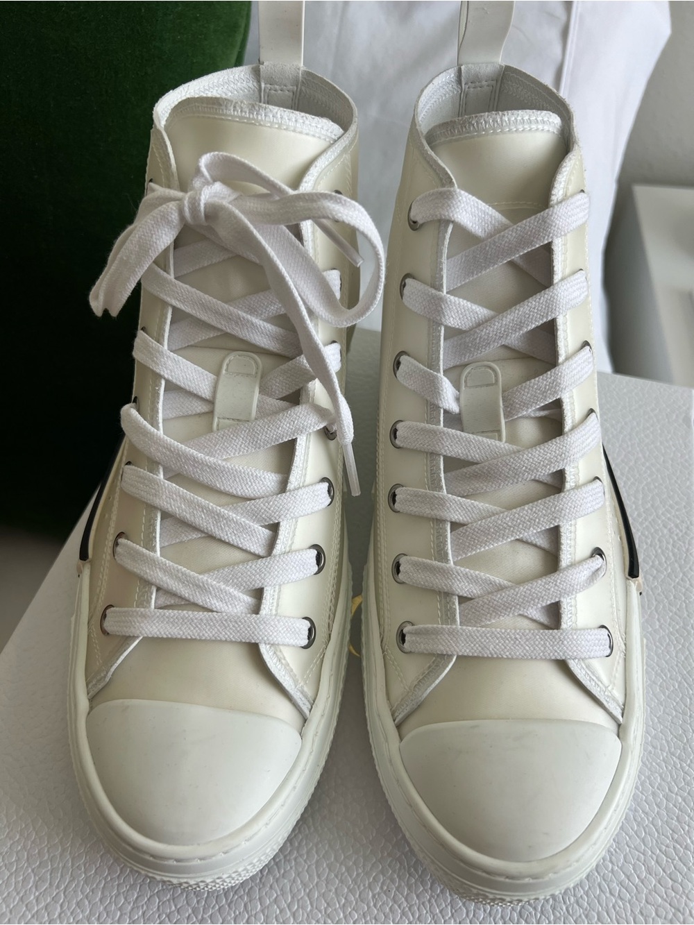Dior White High-Top Lace-Up Ankle Boots
